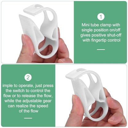 M METERXITY 5-Pack Adjustable Plastic Tubing Clamps 5/7-1-1/32 Inch Water Flow Control Tube Clip Adjustment Hose Pipe Clips for Beer Bottle/Plumbing/Instruments/Equipment [White]