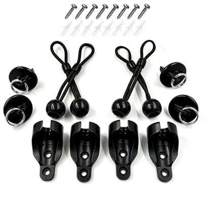 Coolaroo Outdoor Roller Shade Replacement Parts Universal Blind Brackets & End Caps for Shade Mounting Hardware Kit（2set，Black） - color: Black