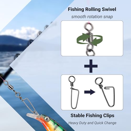 Barrel Stainless Snap Swivels Strength Saltwater Lure Connector Fishing Steel Clips Fishing Swivel Rolling Black Nickel