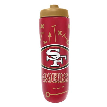 Party Animal NFL Football Squeeze Bottle, 32 oz, San Francisco 49ers | Slim, lightweight BPA-free sports water bottle with quick-flow squeeze; fits backpacks & cup holders for kids or adults - color: San Francisco 49ers