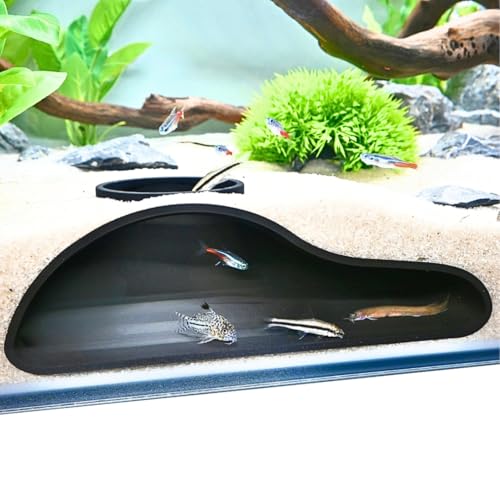 Aquarium Underground Tunnel Cave Natural Curve | Viewing Fish & Shrimp Under Gravel Tunnel | Fish Tank Decor Decoration Hideout Perfect for Corydora Catfish, Kuhli Loach, Pleco