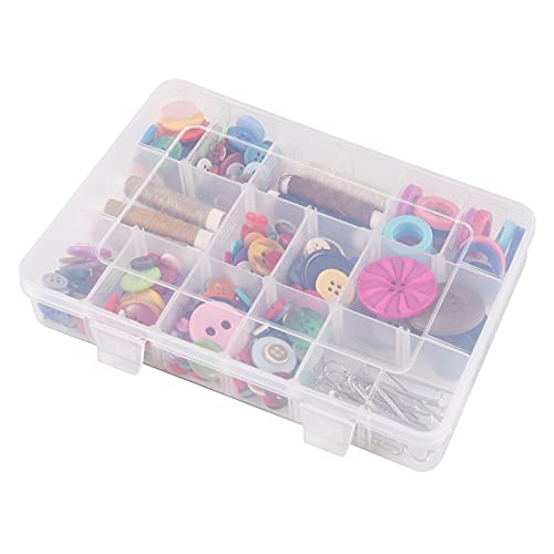 Exptolii 18 Grids Plastic Organizer Box with Dividers, Clear Compartment Container Storage for Beads Crafts Jewelry Fishing Tackles, Size 7.9 x 6.2 x 1.2 in - size: 1x 18 Grids