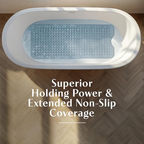 SlipX Solutions Power Grip Bathtub Safety Mat | Precision Grip Technology for Longer, Stronger, & Softer Wet Surface Protection | Solid Gray 39"x16" - color: Solid Gray