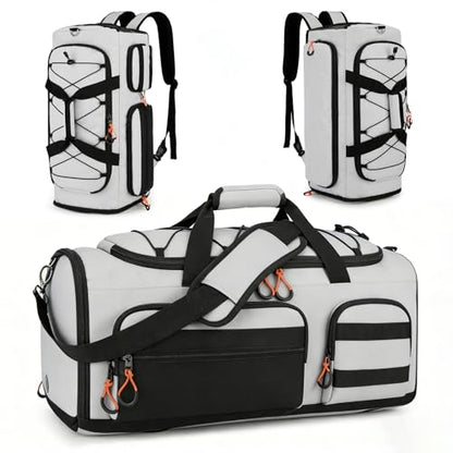 Searock 45L Gym Bag for Men, 3-In-1 Duffle Bag Backpack for Travel - color: White