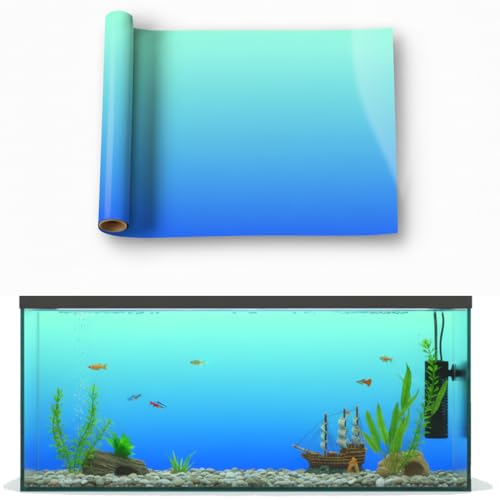 Aquarium Background - Static Cling Fish Tank Sticker - Black Blue Gradient | Easy Install for Glass Tanks, No Residue, Reusable 35 x 25 cm / (14 x 10 inches) - color: Cyan Blue, size: 14 x 10 inches