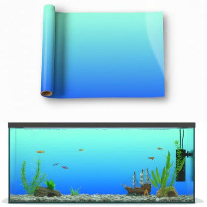 Aquarium Background - Static Cling Fish Tank Sticker - Cyan Blue Gradient | Easy Install for Glass Tanks, No Residue, Reusable 75 x 50 cm / (30 x 20 inches) - color: Cyan Blue, size: 30 x 20 inches