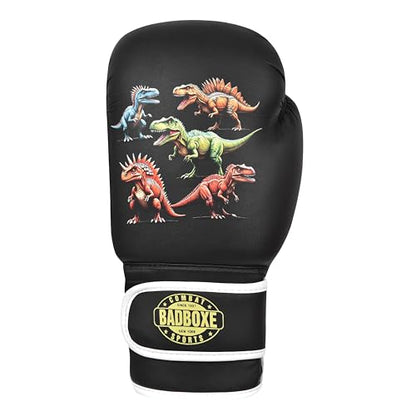 Kids Boxing Gloves 6oz | Boxing Gloves for Kickboxing Muay Thai MMA | Bag Gloves for Punching Bag - color: Dinosaur Black
