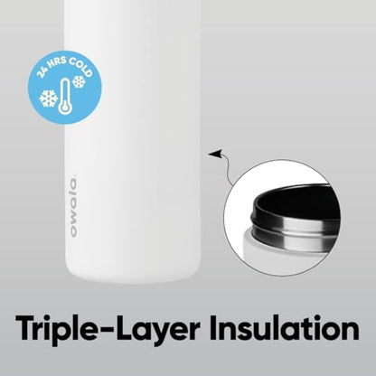 Owala FreeSip Stainless Steel Water Bottle 24 oz Grey/Green (Neo Sage) - color: Multi, size: 24 Ounces