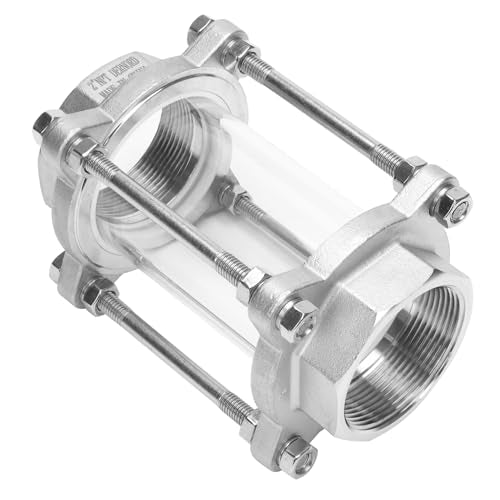 DERNORD in-Line Sight Glass with Female Thread,Flow Sanitary Straight Sight Glass SUS316 2" NPT Female