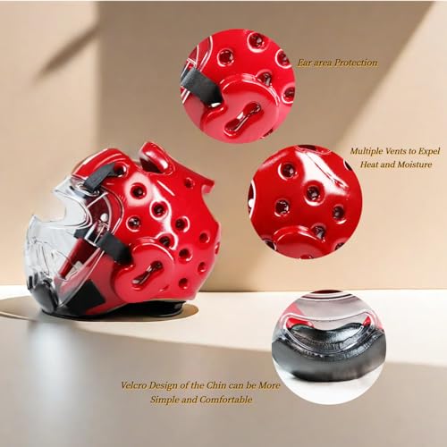 Upgraded Taekwondo Sparring Gear Set, Training Equipment, Light Weighted and Soft, for Taekwondo Karate Trainer Youth Adult - color: red, size: 2#