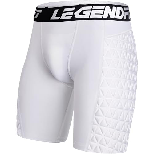 Youth Baseball Padded Sliding Shorts with Cup Pocket No Cup | Impact Absorption Boys Athletic Compression Underwear Football Lacrosse - color: Padding White, size: Medium