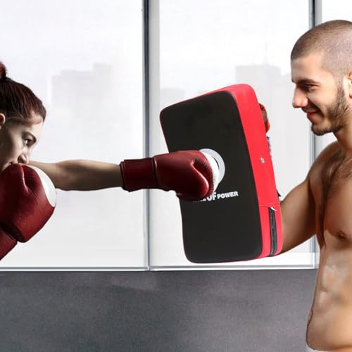 Boxing Training Pads Curved Beginner Training Focus Mitts Striking Target | Sparring Coaching Pad for Krav Maga, , Karate, MMA, Kickboxing, Sparring, Drills, Boxing Training Equipment - color: red