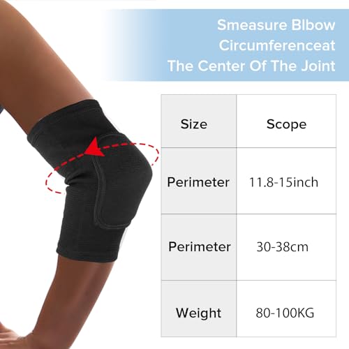 COMNICO Elbow Brace Sponge Fitness Elbow Support Compression Sleeve Breathable Anti-Collision Protective Arm Pads Strap Band for Workouts Tendonitis Arthritis Tennis Volleyball Basketball Golfers(M) - color: Black