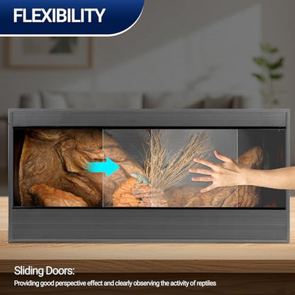 68 Gallon Reptile Enclosure, 48x18x18 Reptile Tank Terrarium, 48" Wide Large Lightweight Wood & Plastic Eco Composite Reptile Habitat Lounge for Ball Python Bearded Dragon Gecko Turtle Snake - size: 48x18x18 inch