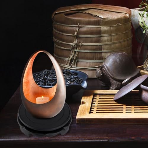 Cabilock Chinese Wooden Display Stand - Round Wood Vase Pedestal, Rotatable Footed Teapot Base, Oriental Aquarium Fish Bowl Base for Table Decor - size: 16x16cm