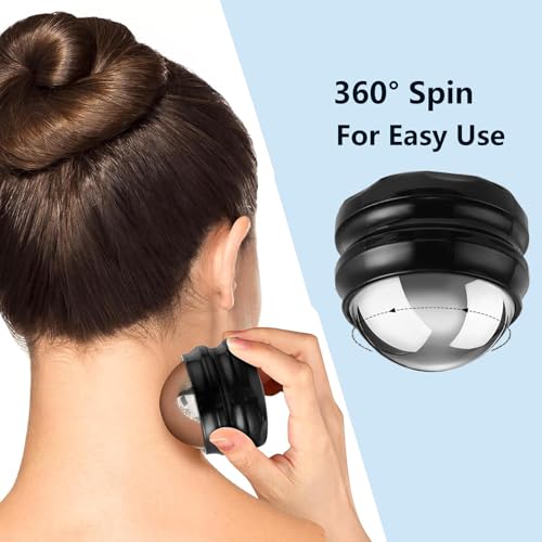Cold Massage Roller Ball, Stainless Steel Massage Ball for Cold & Heat Therapy Relief, Roller for Muscles Deep Tissue, Free Rolling Removable Gel Ball for Pain Relief - color: Black