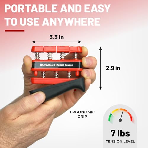Finger Strengthener - Grip Strength Trainer, Forearm & Hand Gripper Exerciser, Strengthening Grip for Therapy, Guitar Handgrip, Wrist Strengtheners - size: Medium Tension of 7 LBS