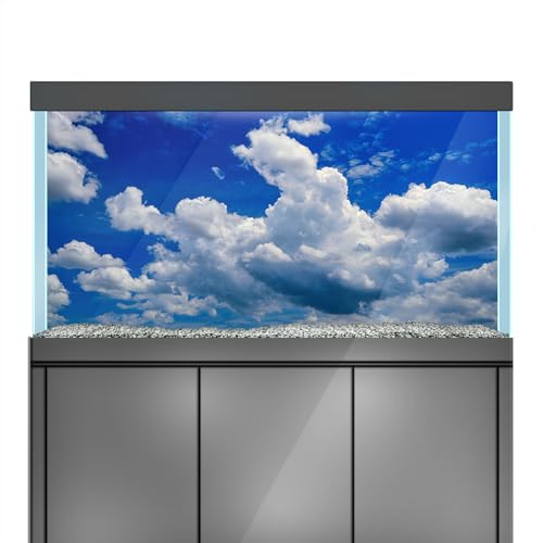 Aquarium Background Stickers - Sky Cloud Blue White - Fish Tank Reptile Terrarium Decor Poster (45 x 30 cm / (17.7 x 11.8 inches)) - size: 45 x 30 cm / (17.7 x 11.8 inches)
