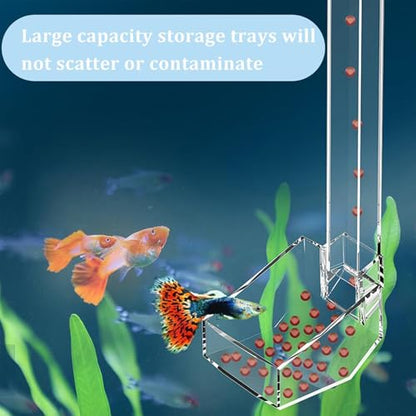 Aquatic Fish Feeding Disk - Glass Shrimp Feeder Tube Set, Clear Suction Cup Feeder Tray, Tank Feeding Station | Aquarium Care Tool for Pets | Easy Feed Solution for Shrimp Fish Snails