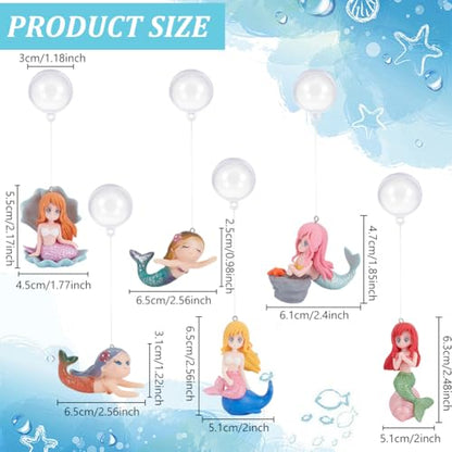 PLIGREAT 4 Pcs Floating Fish Tank Decorations, Cute Mermaid Aquarium Ornament Simulated Little Mermaid with Floating Device for Home Underwater World