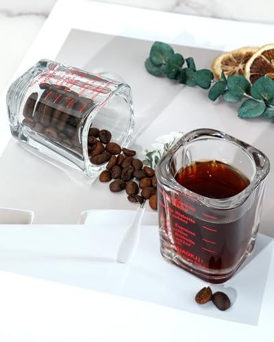 Shot Glasses Measuring Cup Set 2PACK Espresso Shot Glasses Liquid Heavy Glass 2oz/60ml, Father's Day(Red) - color: 2 Pack-ZRed