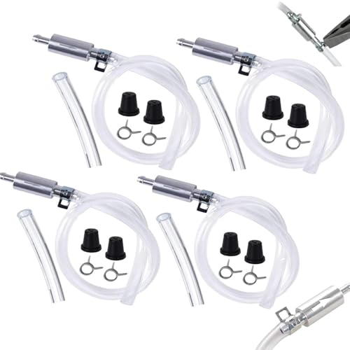 4 PCS Universal Brake Fluid Deflerator, Brake Bleed Hose, Brake System Bleeding Tools, Auto Motorcycle Clutch One-Way Check Valve Tube Deflation Tool Kit Hose with Metal Clamp (4 PCS) - color: 4 PCS