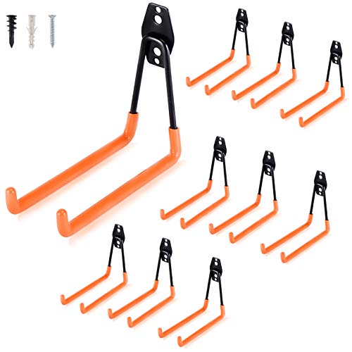 Aoben Heavy Duty Steel Garage Storage Hooks - Utility Tool Hangers and Combinable Wall Mount Hooks for Organizing Ladder, Hold Chairs, Heavy Tools (Large U, 10 Pack) - size: 10 X Large U hooks