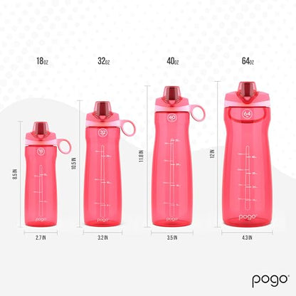 Pogo BPA-Free Tritan Plastic Water Bottle with Chug Lid, 18 Oz, Pink - color: Pink, size: 18 Ounces