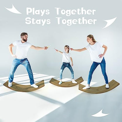 Gentle Monster Wobble Balance Board, Wooden Montessori Toy Rocker Board Natural Wood Kids Toddler Open Ended Learning Toy Yoga Curvy Board for Adult Office Classroom Christmas Gifts - color: Brown