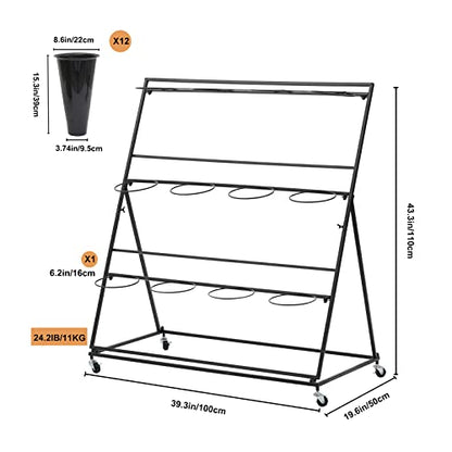 Flower Display Stand with 12 Buckets, 3 Layers Shelf Display Holder for Cut Flowers - style: Round Black