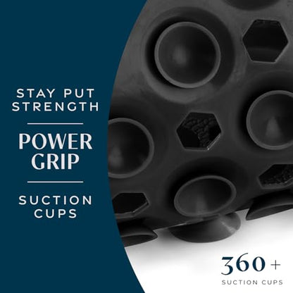 SlipX Solutions Power Grip Bathtub Safety Mat | Precision Grip Technology for Longer, Stronger, & Softer Wet Surface Protection | Solid Black 39"x16" - color: Solid Black