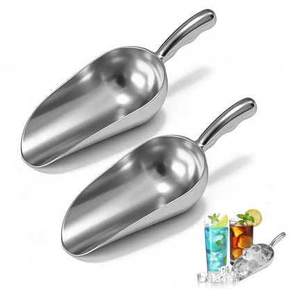 Pack of 2 Cast Aluminum Scoops,12 Oz. (Ounce) Dry Goods Scoop for Feed | Ice Scoops for Ice Cube, Coffee Bean, Food, Candy, Flour, Dry Goods,Spice,Buffet,Wedding By RARKVEN