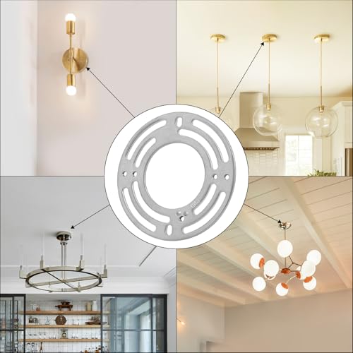 6 Pack Universal Light Fixture Mounting Bracket Heavy Duty 50 LB Rated, 4 Inches Diameter Steel Round Light Crossbar Gold Acorn Cap Nuts for Ceiling Pendant Light Chandelier Wall sconces