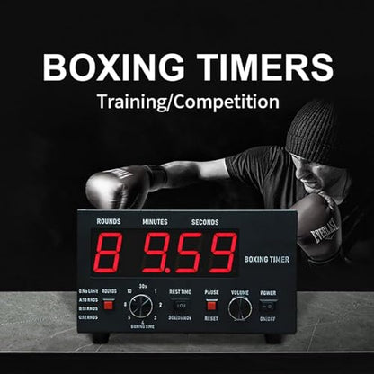 Professional Boxing Interval Timer with LED Display - Customizable 1-12 Challenge Rounds, Adjustable Buzzer, 30s-10min Workout Durations & 0/30/60s Rest Settings for Gymnastics(Blue) - color: Blue