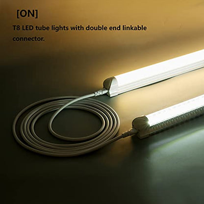 T5 T8 Extension Cords,10ft Lamp Connecting Wires,3-Prong Power Cables,Female to Female End Connectors for LED Tube,Under Cabinet,Shop Lights,Pack of 10