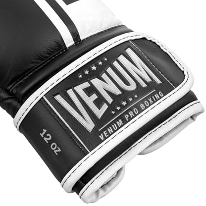 Venum Shield Pro Boxing Gloves - color: Black/White, size: 16oz, style: Hook and Loop
