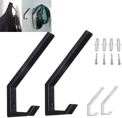 4PCS Helmet Holders Plastic Hanging Hooks Wall Mounted Hangers Hat Glove Bag Shoe Clothes Rack (Black-4PC) - color: Black-4PC