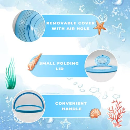Foldable Travel Aquarium – Portable Fish Tank with Carry Handle for Temporary Transport of Goldfish, Tadpoles & Small Aquatic Life | Ideal for Beach, Lake, or Classroom Use