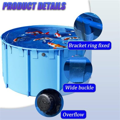 Aquarium Pool with Drain Valve,Aquaculture Water Tank Cistern Steel Frame Multifunction PVC Canvas Temporary Fish Pond，Round Frame Swimming Pool Fish Pond - PVC Canvas with Drain Valve, Temp - size: 2x1m