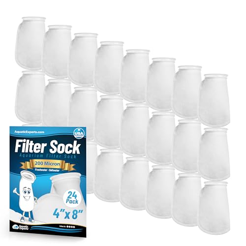 Aquatic Experts Felt Filter Socks – 4 Inch Ring Style, 200 Micron Aquarium Filter Sock for Sumps & Aquariums (4" x 8", 24 Pack) - size: 24 pack
