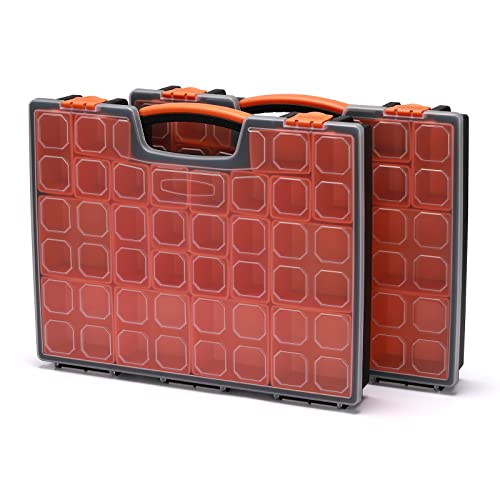 2PCS Multi-Purpose Portable Organizer Box Set with 44-Removable Compartments, 2 Pieces Professional Boxes with Dimension 16.2"L*13"W*2.3"H - size: 2 PCS