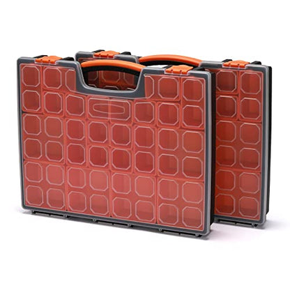 2PCS Multi-Purpose Portable Organizer Box Set with 44-Removable Compartments, 2 Pieces Professional Boxes with Dimension 16.2"L*13"W*2.3"H - size: 2 PCS