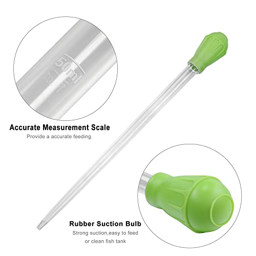 18.7in Long Turkey Baster for Aquarium, 50ml Long Pipette for Fish Tank Coral Food Feeder Syringe Aquarium Water Changer Siphon for Marine Fish Reef Aquatic Plant Spider, Green