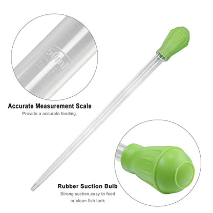18.7in Long Turkey Baster for Aquarium, 50ml Long Pipette for Fish Tank Coral Food Feeder Syringe Aquarium Water Changer Siphon for Marine Fish Reef Aquatic Plant Spider, Green