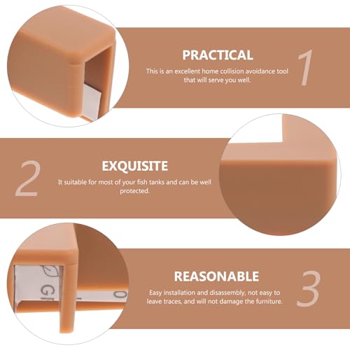 6pcs Silicone Corner Protectors for Pets, Soft Right-Angle Bumpers for Fish Tank and Furniture Safety, Medium Brown Impact-Resistant Corner Guards for Home Use