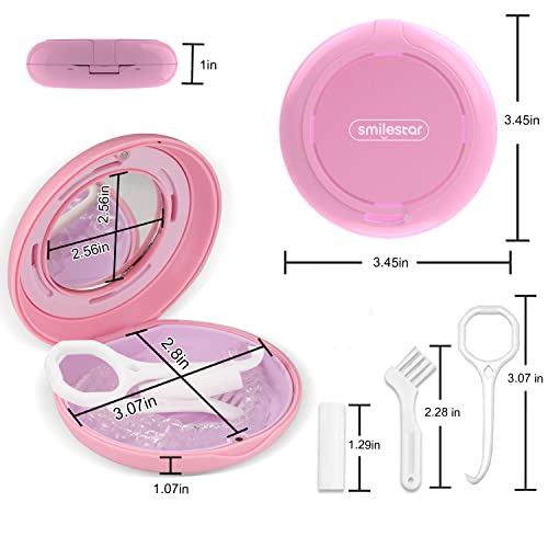 Retainer Case, Slim Aligner Case with Adjustable Vent Holes and Mirror, Compatible with Invisalign, Night Guard and Mouth Guard, Premium Retainer Case, With Aligner Remover Tool, Chew & Brush, Pink | Portable for Travel-with Vent Holes, Secure Magnetic Cl
