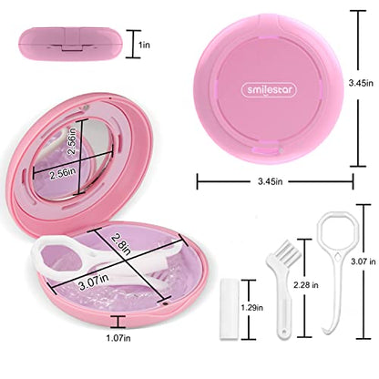 Retainer Case, Slim Aligner Case with Adjustable Vent Holes and Mirror, Compatible with Invisalign, Night Guard and Mouth Guard, Premium Retainer Case, With Aligner Remover Tool, Chew & Brush, Pink | Portable for Travel-with Vent Holes, Secure Magnetic Cl
