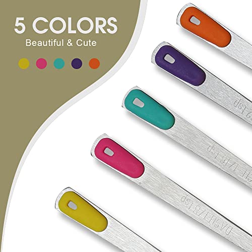 Mini Measuring Spoons Set, Tiny Stainless Steel Measure Teaspoons with Silicone Handle, Suitable for Small Amount of Dry or Liquid Ingredients and Spices (1/64, 1/32, 1/16, 1/8, 1/4 tsp) - color: Mix-color