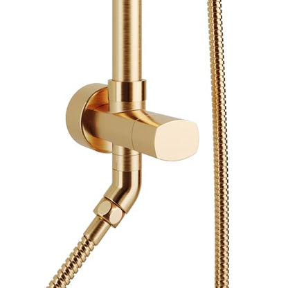 PULSE ShowerSpas Kauai III Brushed Gold Rain Shower Head with Handheld Spray - 1.8 GPM, 8" Showerhead, 5-Function HandShower, Adjustable Slide Bar - Shower Heads with Handheld Spray Combo - size: 1.8 Gallon Per Minute, style: Brushed Gold