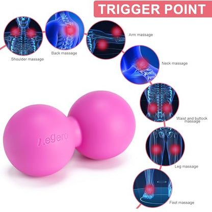 Aegero Peanut Massage Ball-Double Lacrosse Massage Ball (Blue Firm Ball) | Mobility Ball for Myofascial Release,Yoga Therapy,Trigger Point Therapy ,Muscle Knots and Acupoint Massage - color: Blue